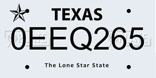 0EEQ265 Texas License Plate