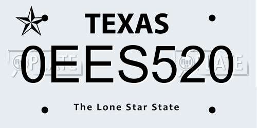 0EES520 Texas License Plate