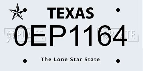 0EP1164 Texas License Plate