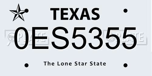 0ES5355 Texas License Plate