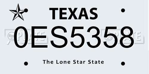 0ES5358 Texas License Plate