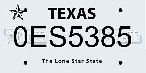 0ES5385 Texas License Plate
