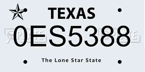 0ES5388 Texas License Plate