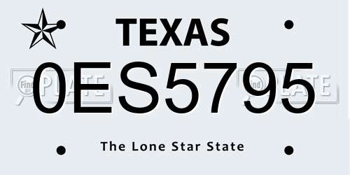0ES5795 Texas License Plate