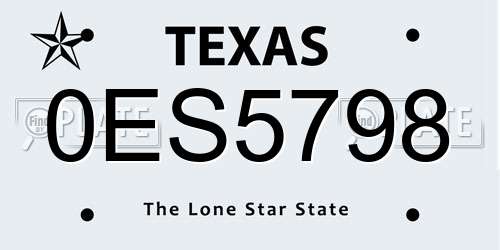 0ES5798 Texas License Plate