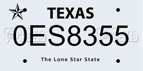 0ES8355 Texas License Plate