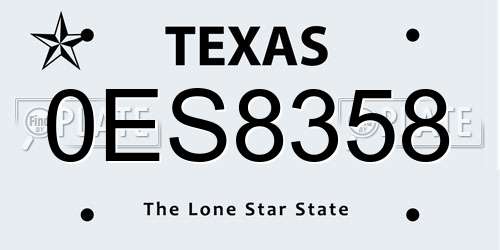0ES8358 Texas License Plate