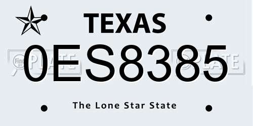 0ES8385 Texas License Plate