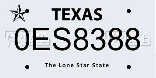 0ES8388 Texas License Plate