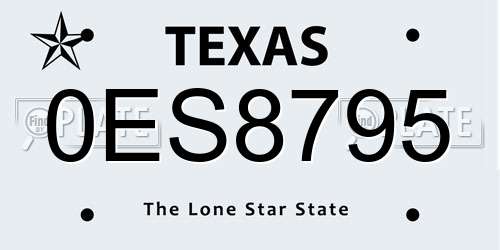 0ES8795 Texas License Plate
