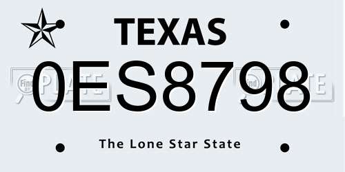 0ES8798 Texas License Plate