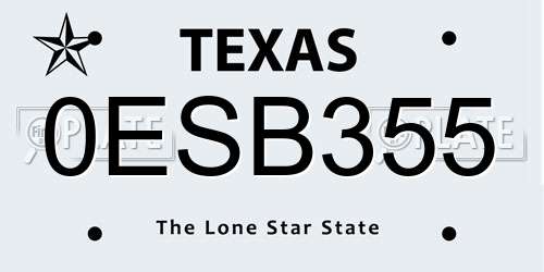 0ESB355 Texas License Plate