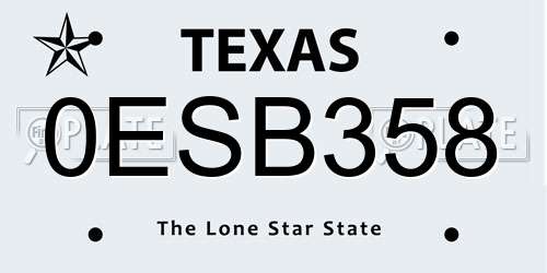 0ESB358 Texas License Plate