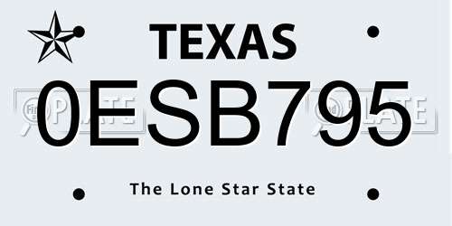 0ESB795 Texas License Plate