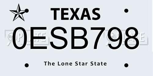 0ESB798 Texas License Plate