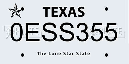 0ESS355 Texas License Plate