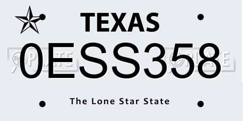 0ESS358 Texas License Plate