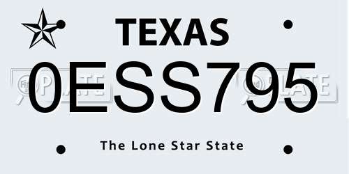 0ESS795 Texas License Plate