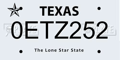 0ETZ252 Texas License Plate