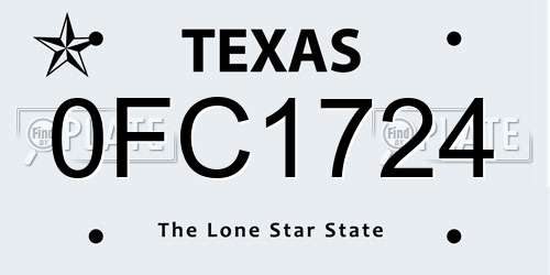 0FC1724 Texas License Plate