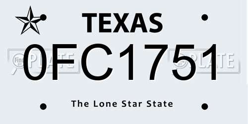 0FC1751 Texas License Plate
