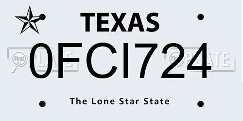 0FCI724 Texas License Plate