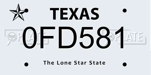 0FD581 Texas License Plate