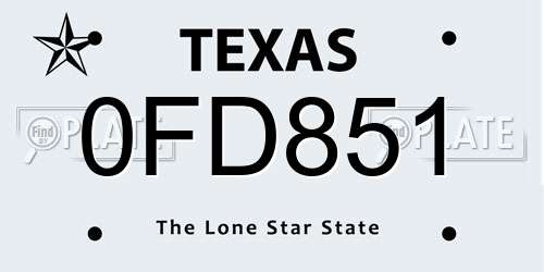 0FD851 Texas License Plate