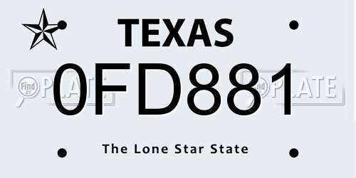 0FD881 Texas License Plate