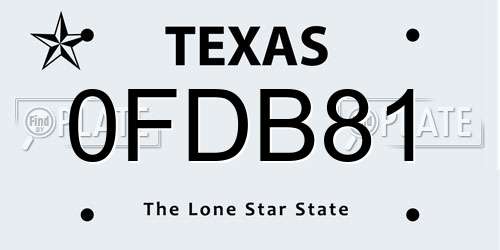 0FDB81 Texas License Plate