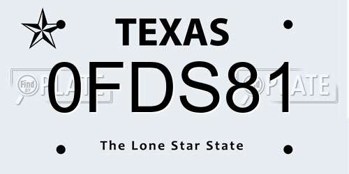0FDS81 Texas License Plate
