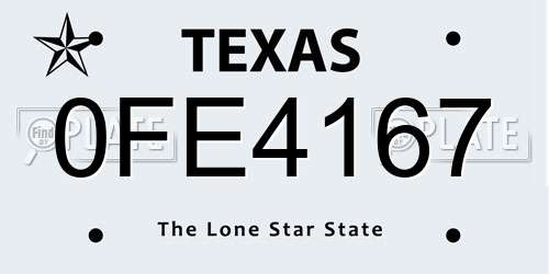 0FE4167 Texas License Plate