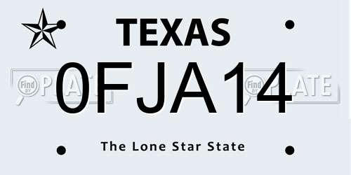 0FJA14 Texas License Plate