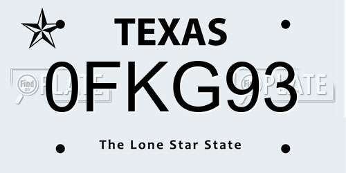 0FKG93 Texas License Plate