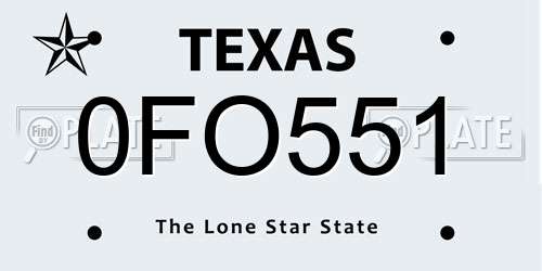 0FO551 Texas License Plate