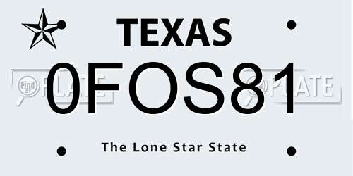 0FOS81 Texas License Plate