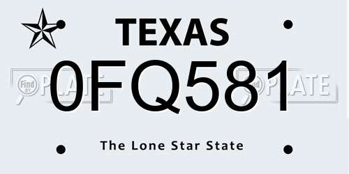 0FQ581 Texas License Plate