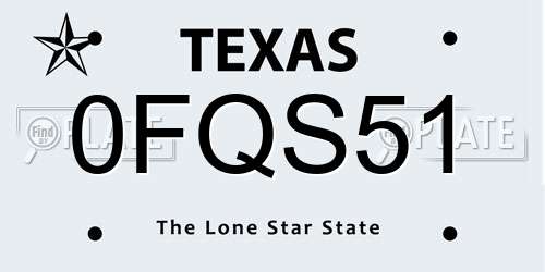 0FQS51 Texas License Plate