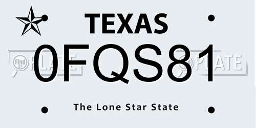 0FQS81 Texas License Plate