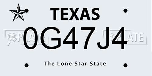 0G47J4 Texas License Plate