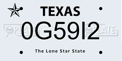 0G59I2 Texas License Plate