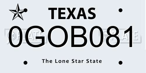 0GOB081 Texas License Plate