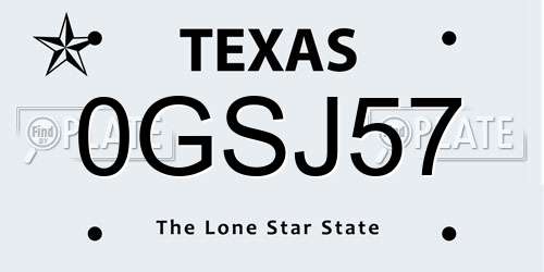 0GSJ57 Texas License Plate