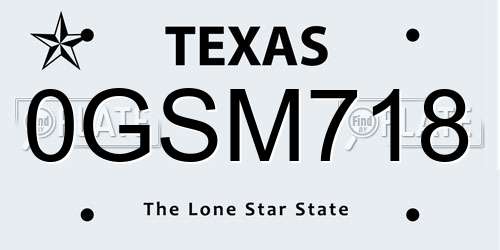 0GSM718 Texas License Plate