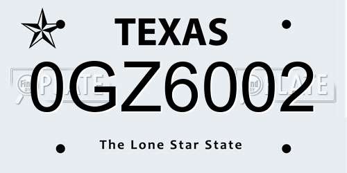 0GZ6002 Texas License Plate