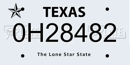 0H28482 Texas License Plate