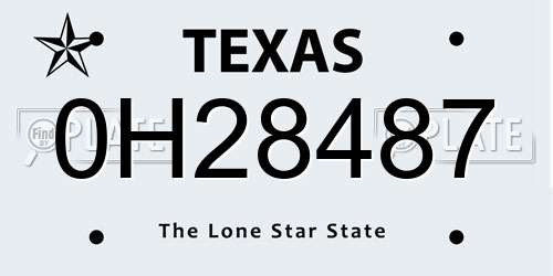 0H28487 Texas License Plate