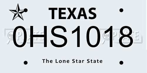 0HS1018 Texas License Plate