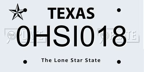 0HSI018 Texas License Plate