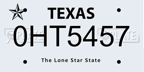 0HT5457 Texas License Plate